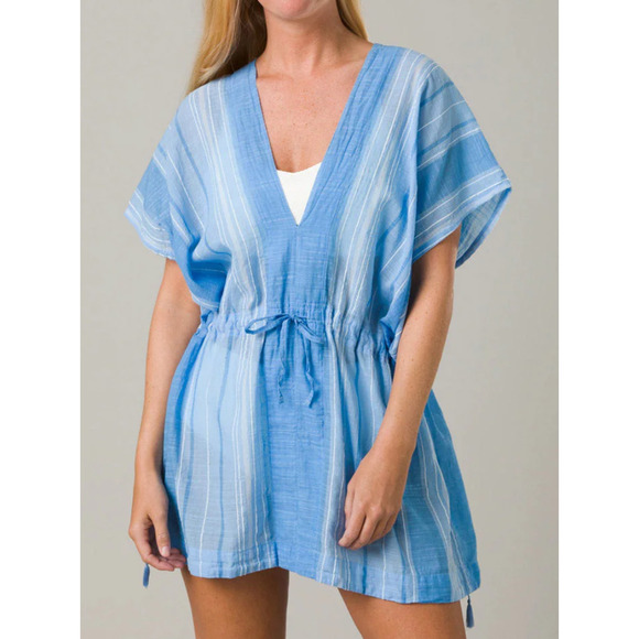 NEW prAna BLUE CLEAR SKY MARINA BAY TUNIC SWIM COVER UP SHIRT DRESS 1968161 XL - Picture 1 of 6